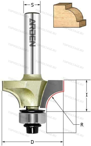 Фреза кромочная калевочная (нижн. подш. 9,5мм) R=10 D=32,7x16 S=8 ARDEN 302853 — TOPVOLTAGE
